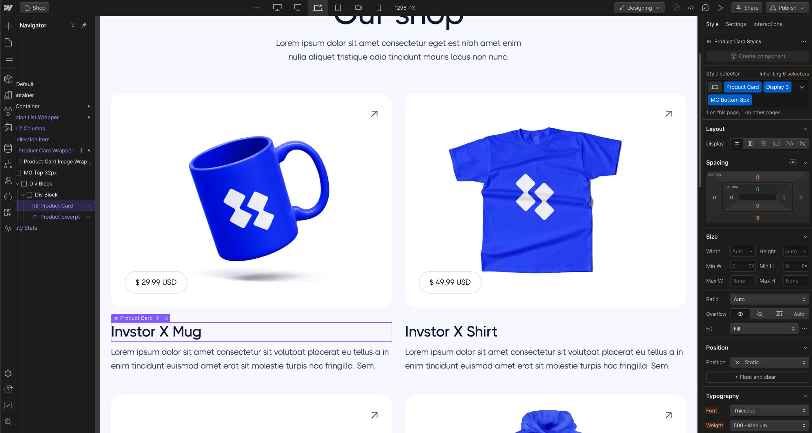 eCommerce Content - Invstor X Webflow Template