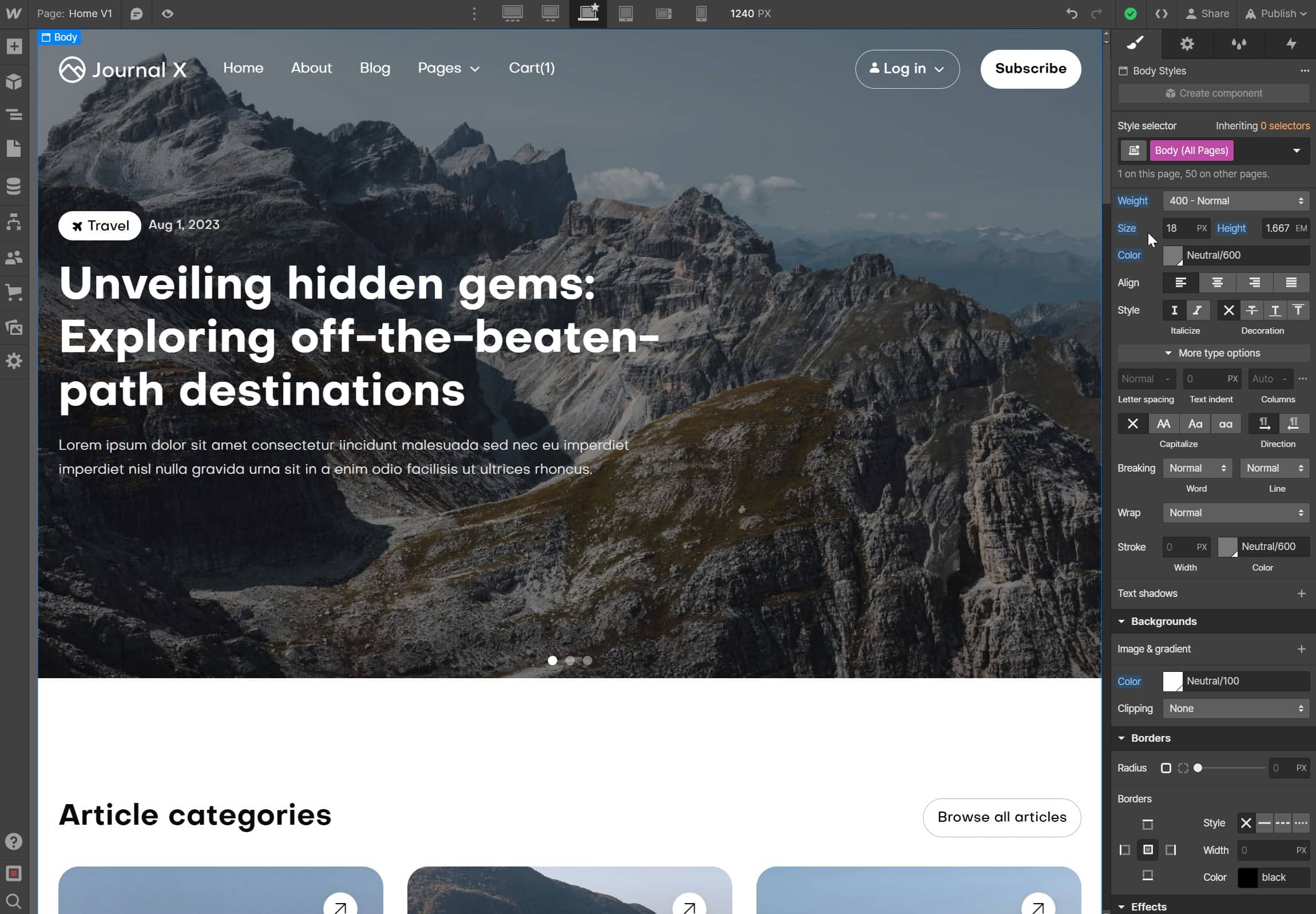 Custom Fonts - Journal X Webflow Template