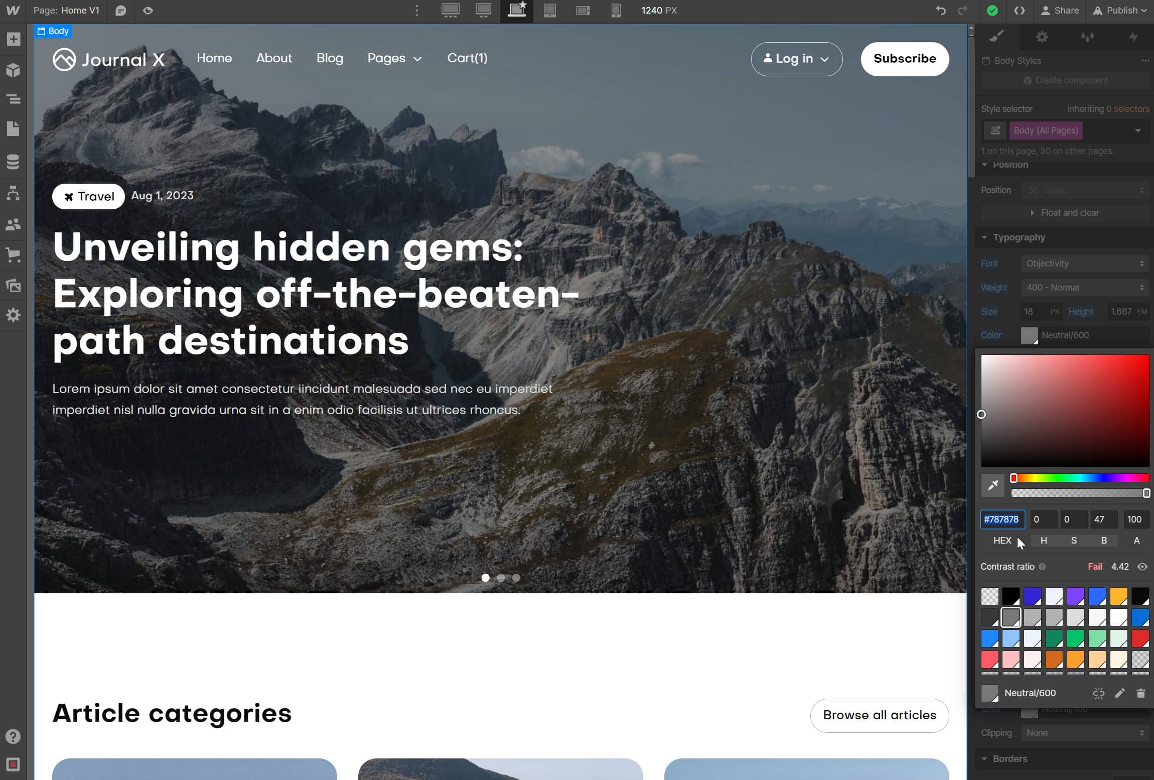 Color - Journal X Webflow Template