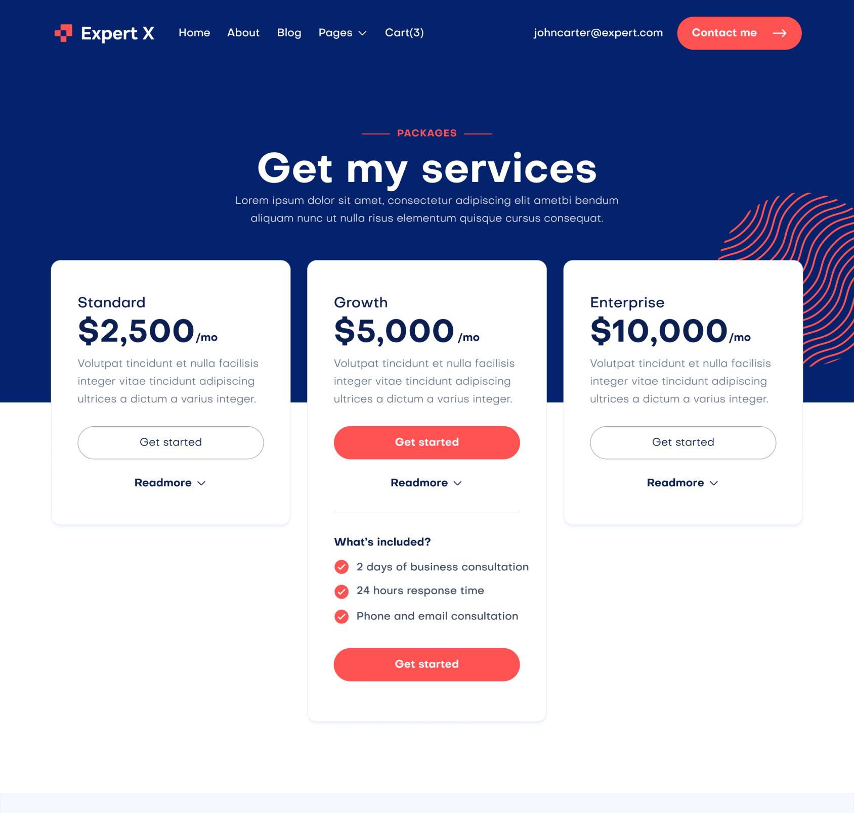 Expert X - Packages Top Page - Business Coach Webflow Template