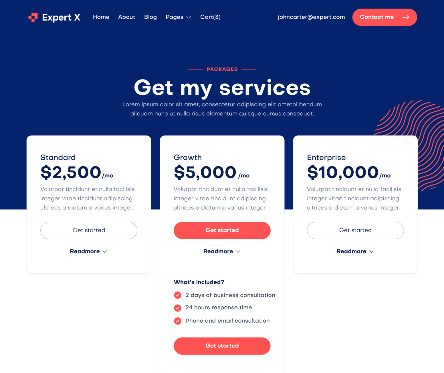 Expert X - Packages Page - Business Coach Webflow Template