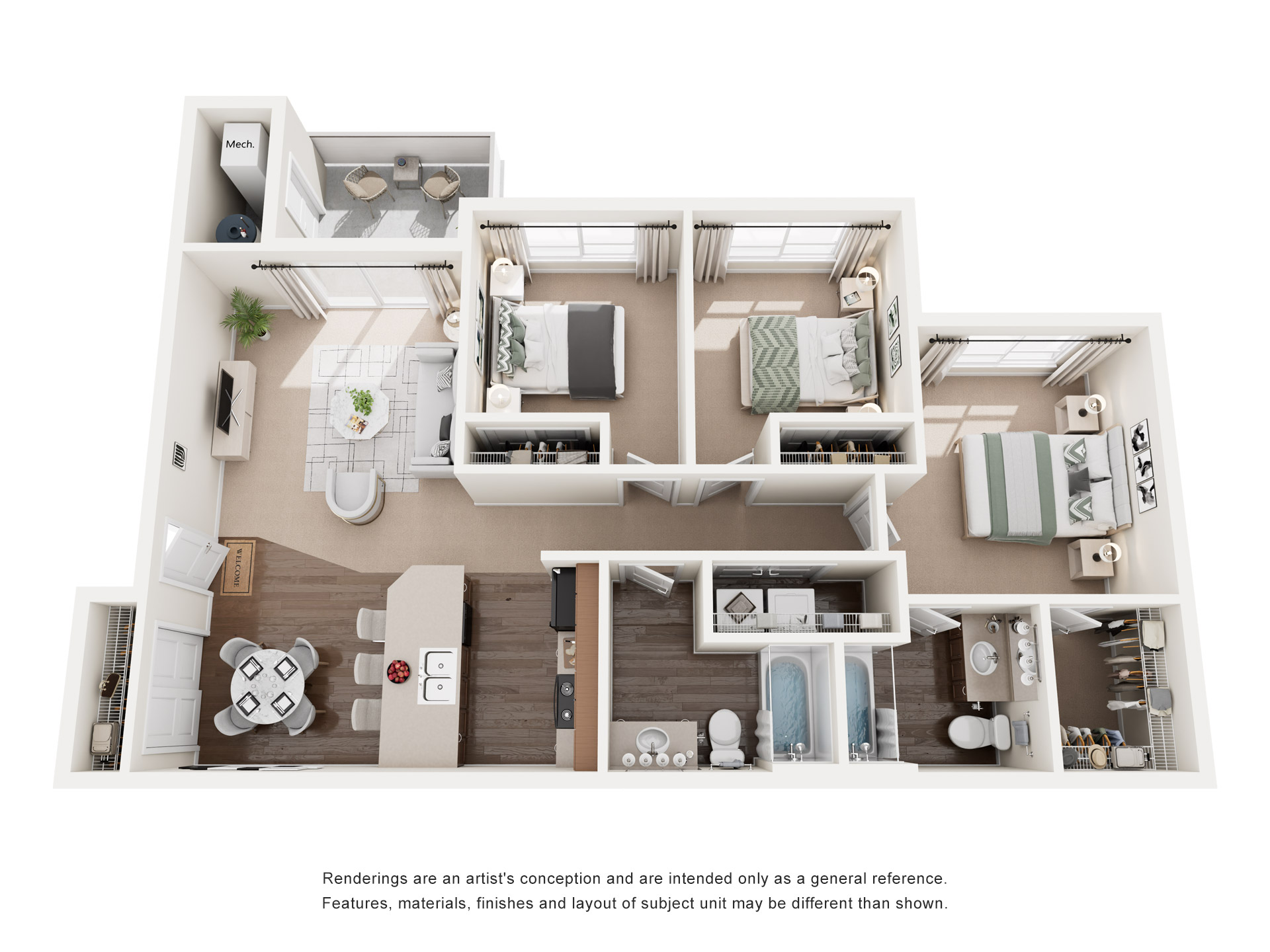 3 Bedroom, 1 Bathroom Apartment at Copper Stone Apartments