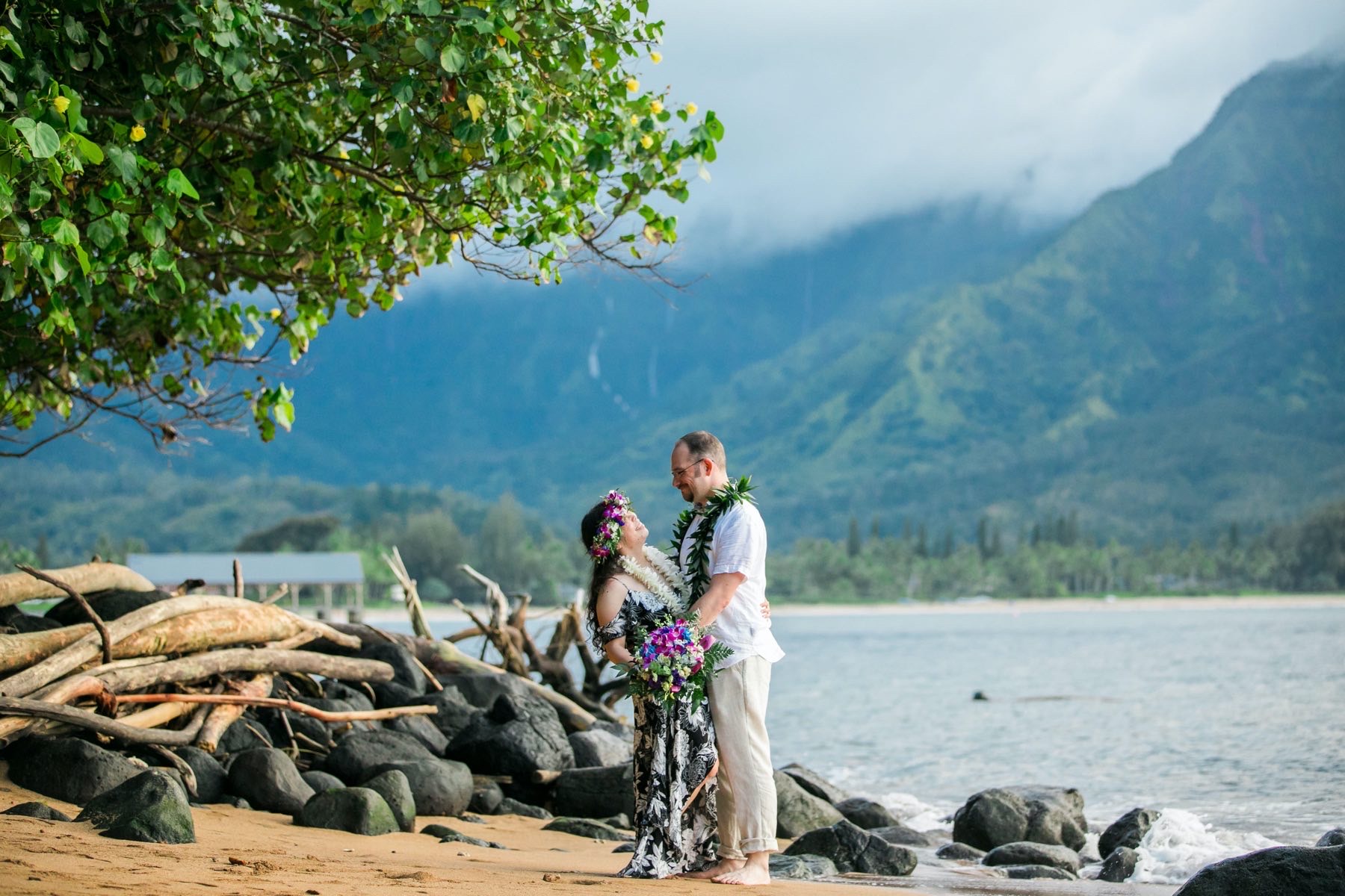 Chrissie & Al on the beach in Kauai.