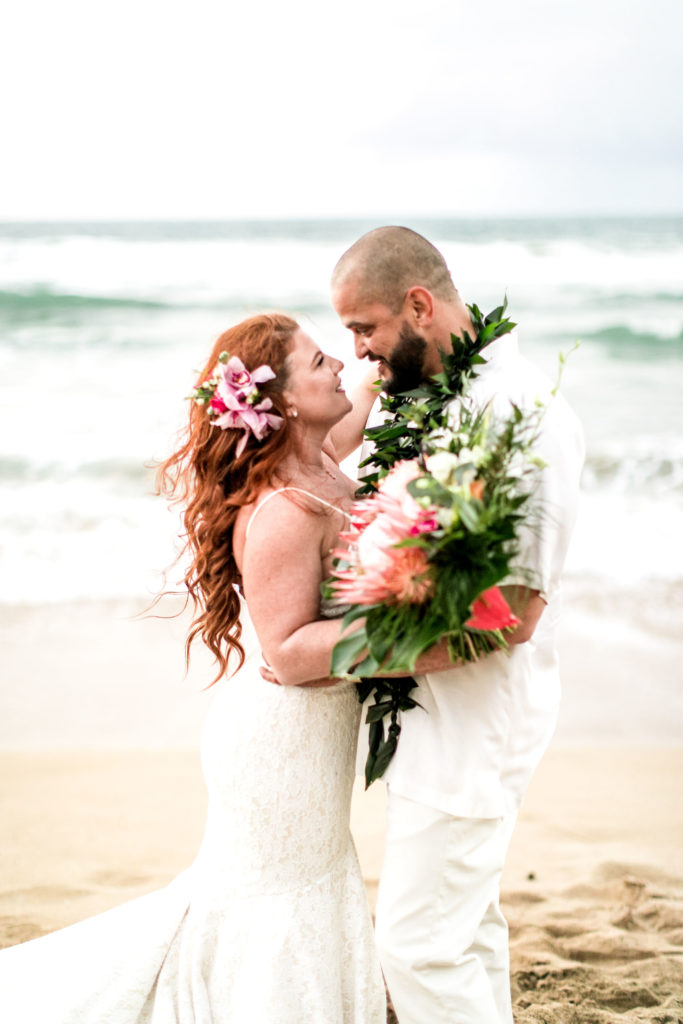 Hannah and Ramon on their wedding day in Hawaii.