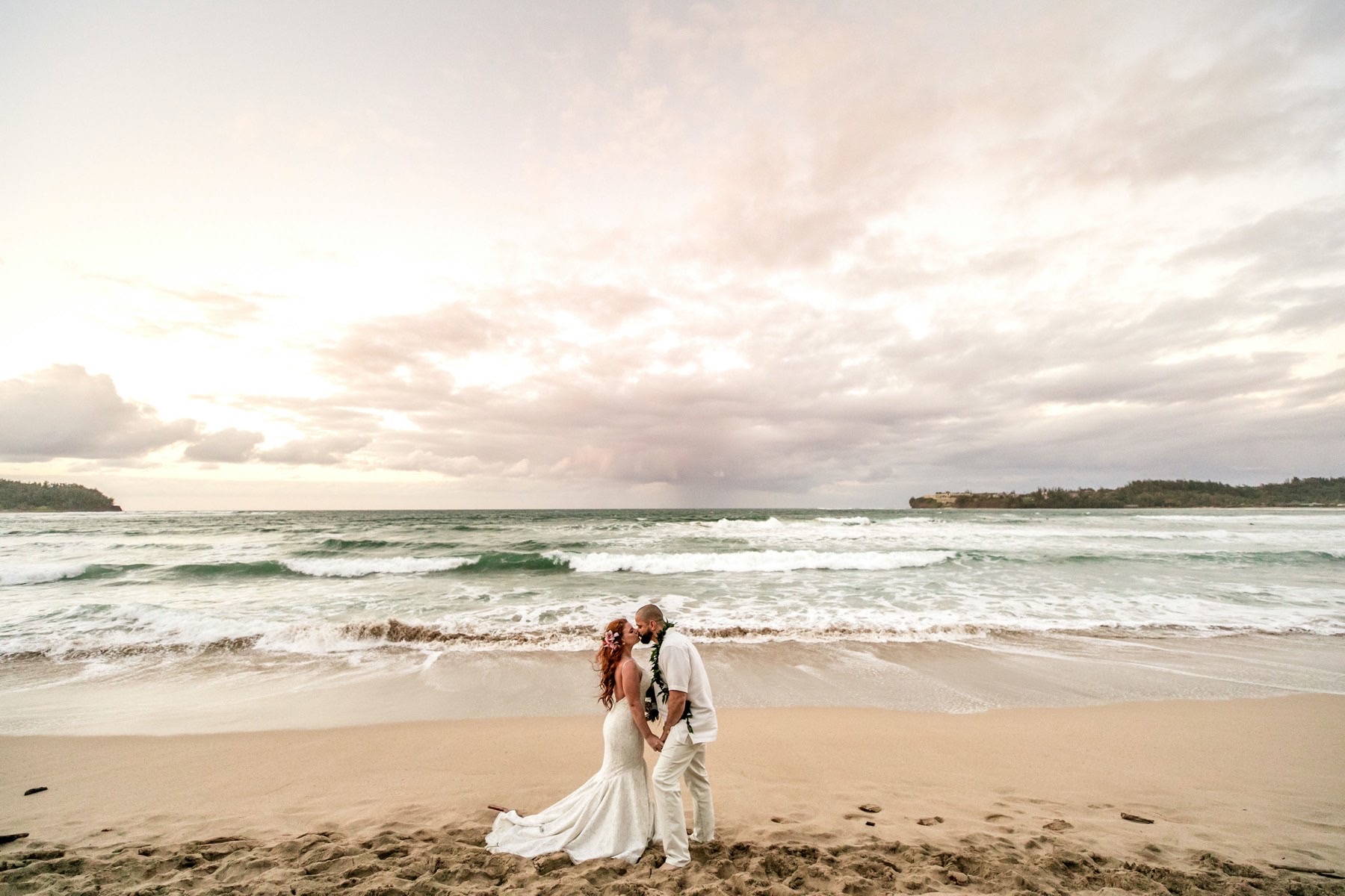Hannah and Ramon on their wedding day in Hawaii.