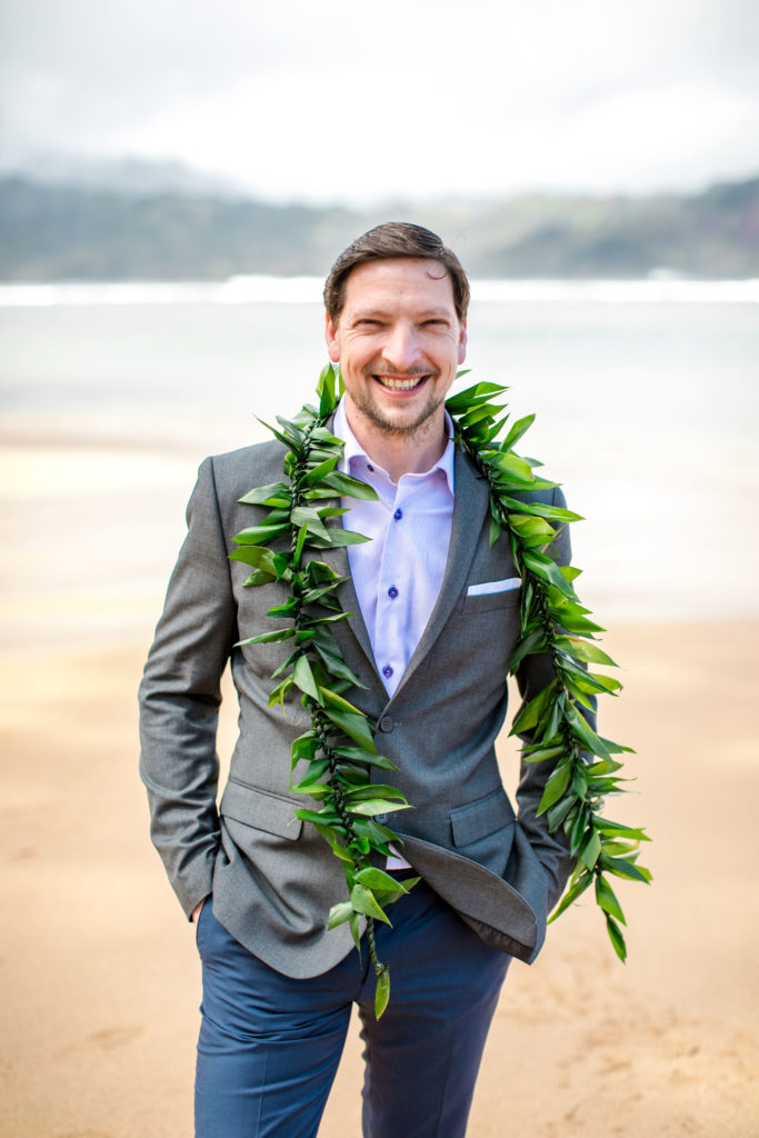 Groom wearing Lei.
