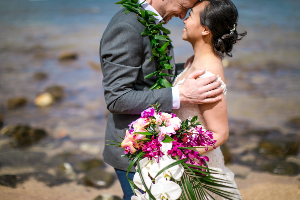 Couple eloping in Hawaii.