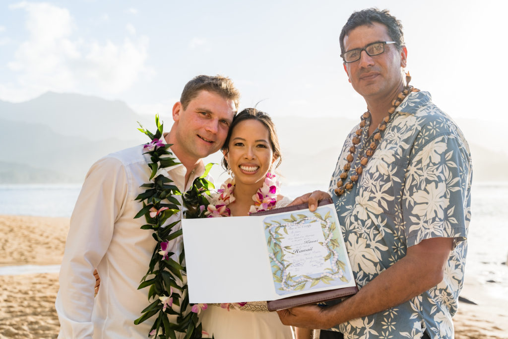 Bride and Groom for their Kauai elopement.