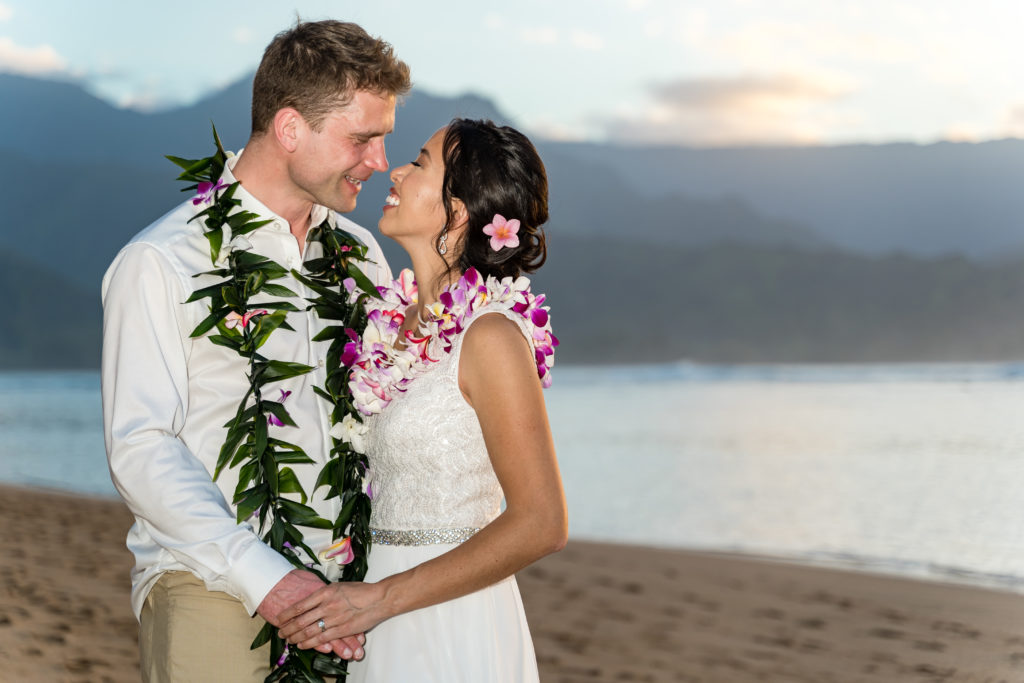 The Bride and Groom on the beach.