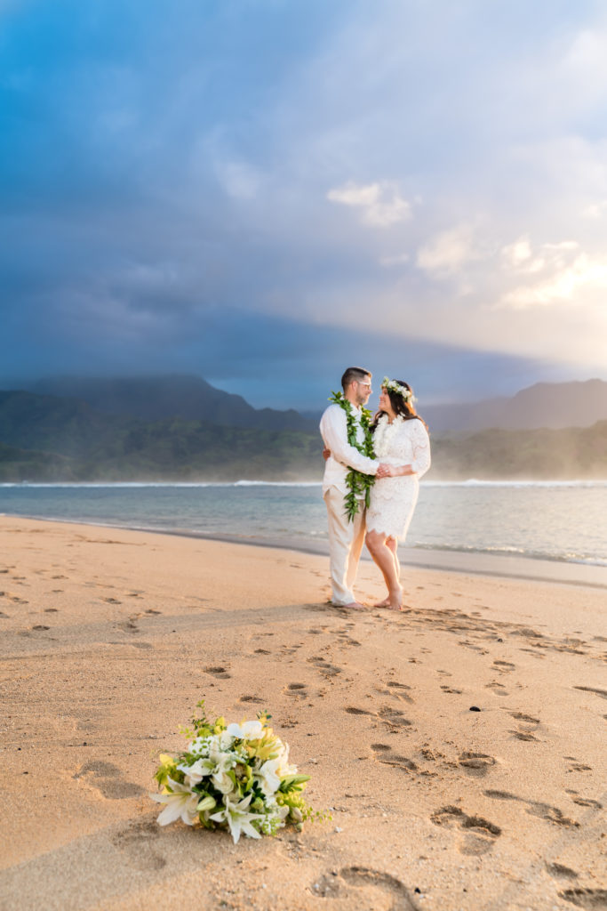 Bride and Groom for their Hawaii wedding.