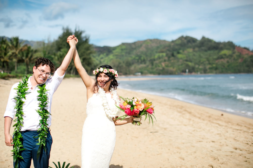 Bride and Groom after their elopement in Kauai.