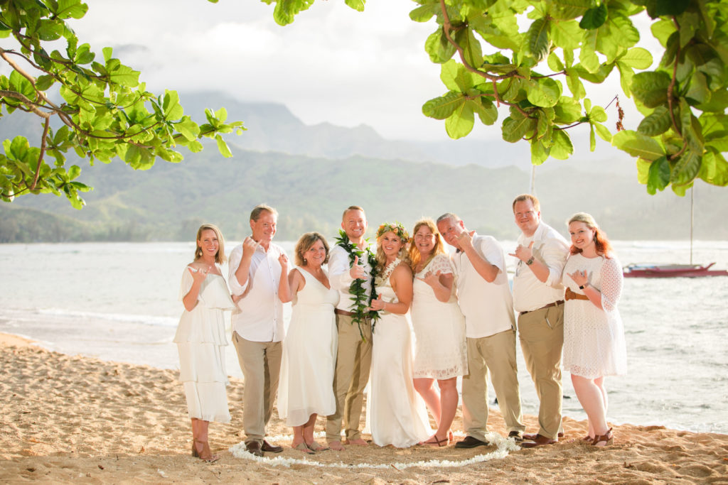 Family on the beach in Hawaii.