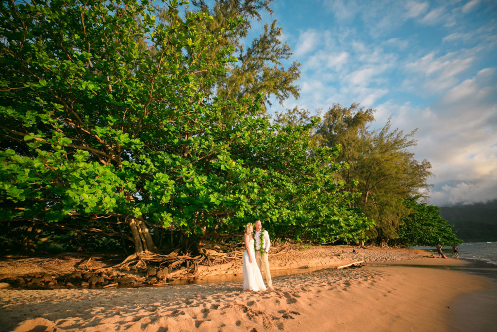 Couple on the beach in Hawaii.