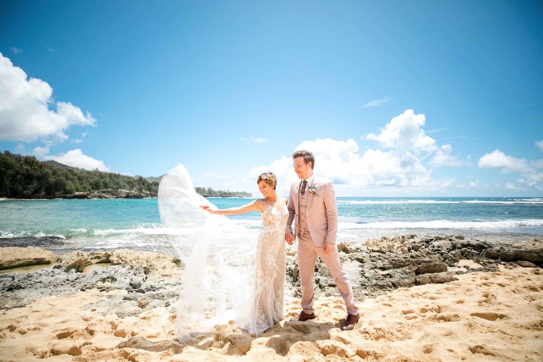 Sylvia & Shane on the beach in Hawaii.