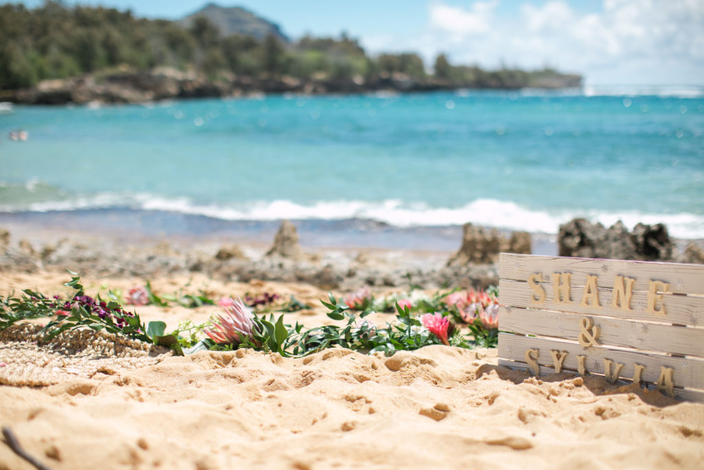 Flower circle on the beach in Kauai.