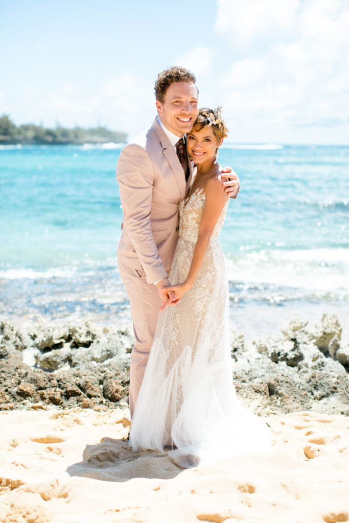Bride and groom eloping in Kauai.