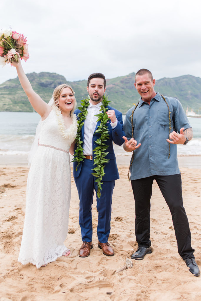 Wedding on the beach in Kauai.