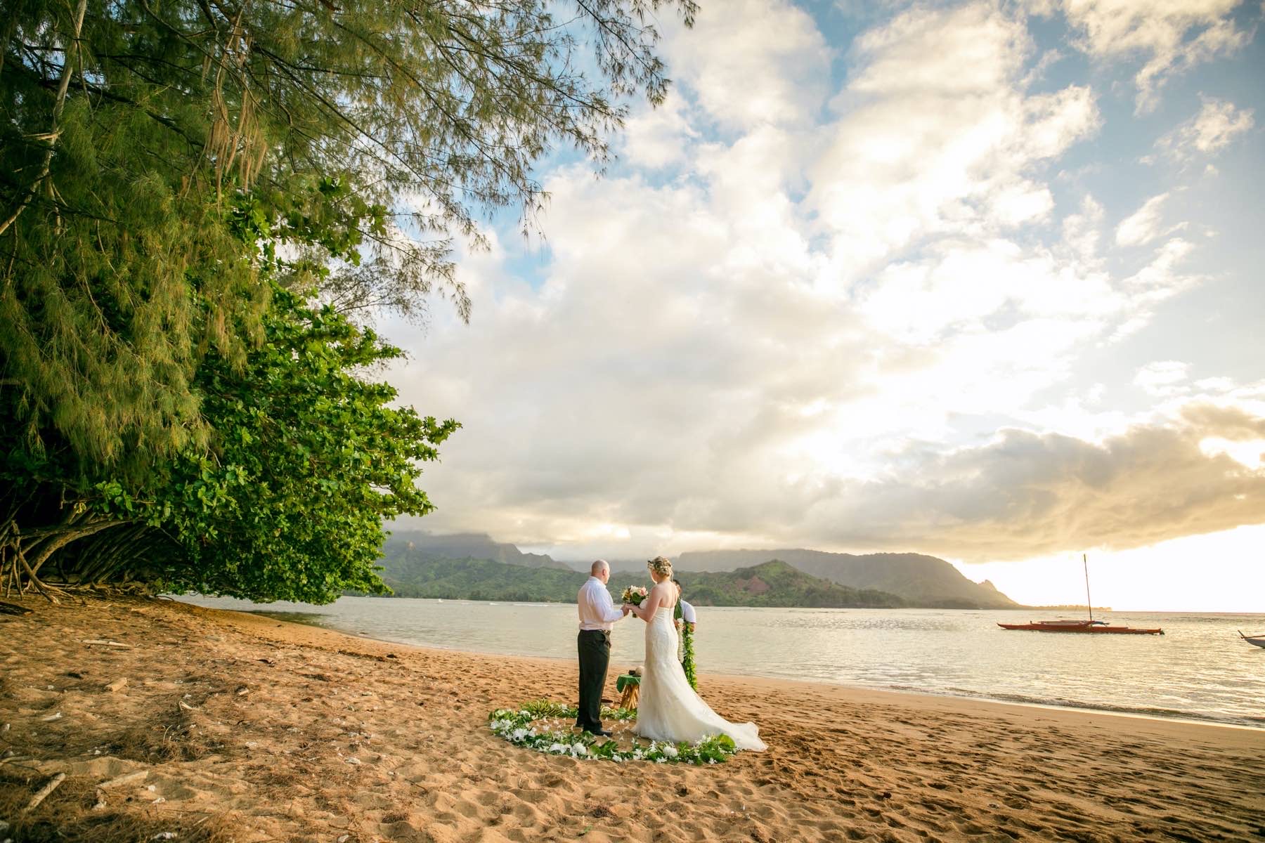 Corissa & Ryan on the beach for their wedding.