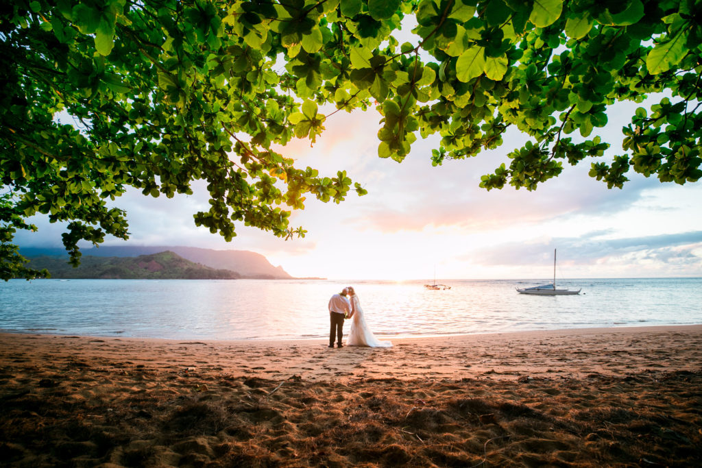 Bride and Groom on the beach.