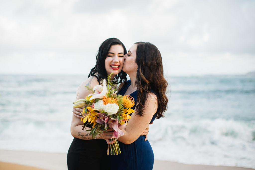 Bride on the beach in Hawaii.