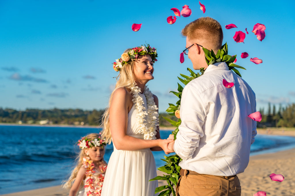 Wedding on the beach in Kauai. 