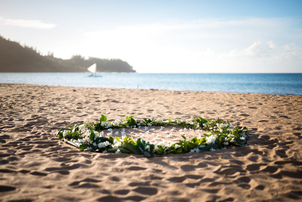 Flower circle on the beach.