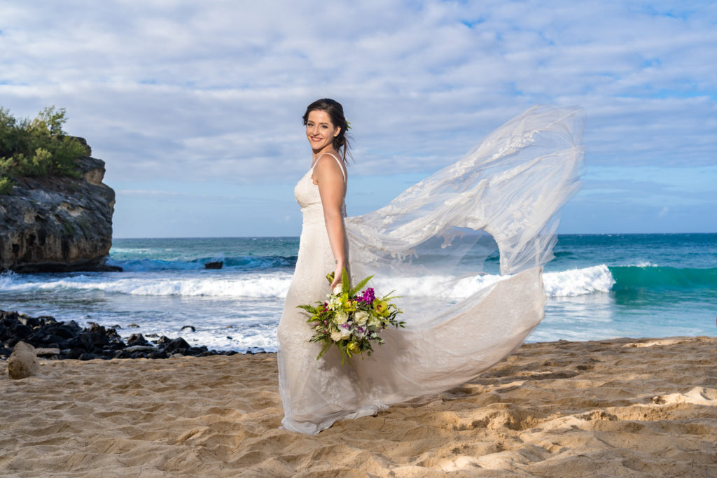 Bride on the beach.