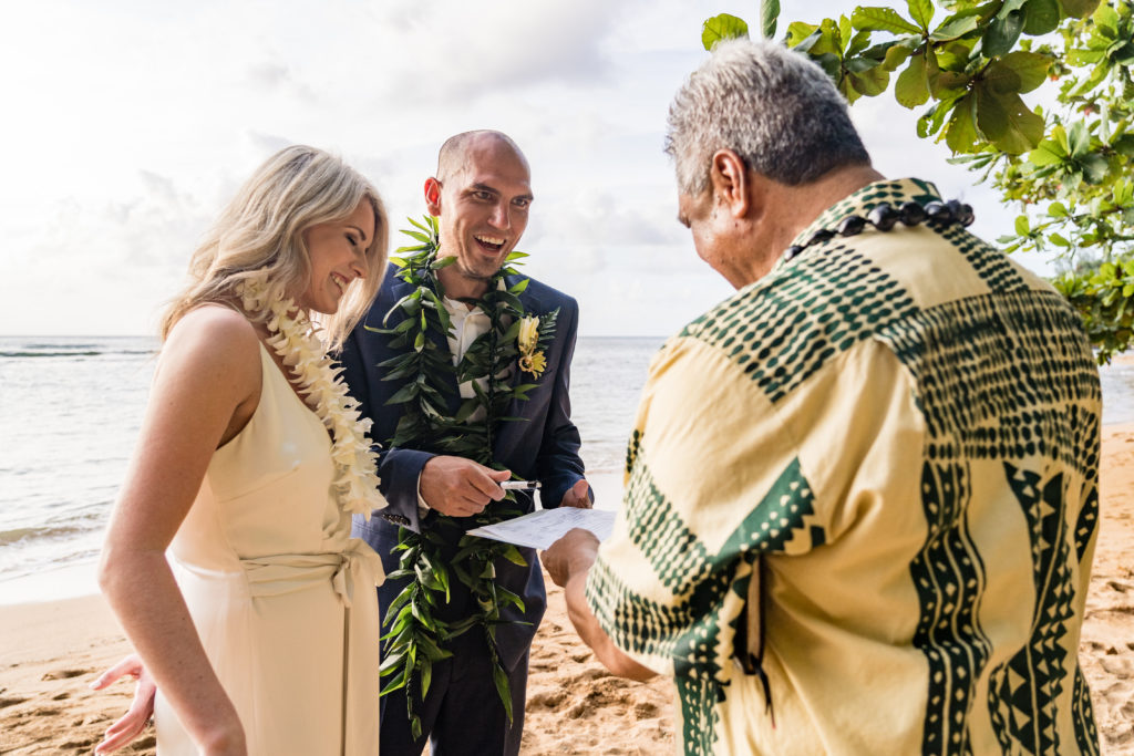 Getting married on the beach in Hawaii.