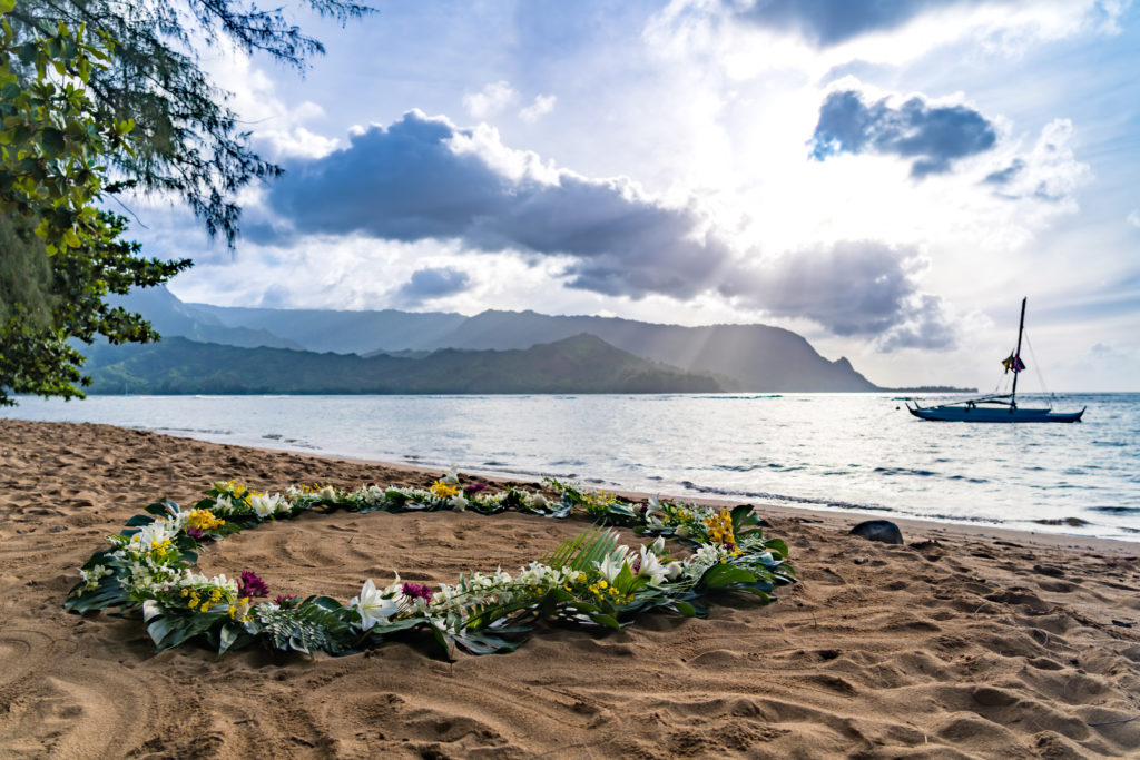Flower circle on the beach.