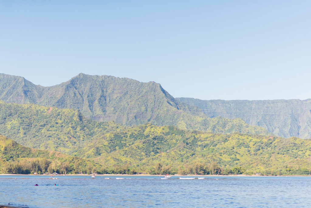 Landscape photo of Hawaiian islands and ocean.