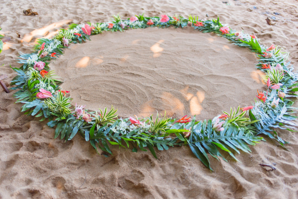 Flower circle on the beach.
