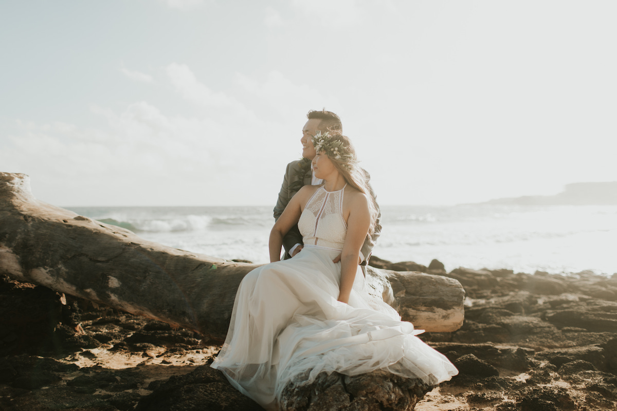 Caroline & Daniel on the beach in Kauai.