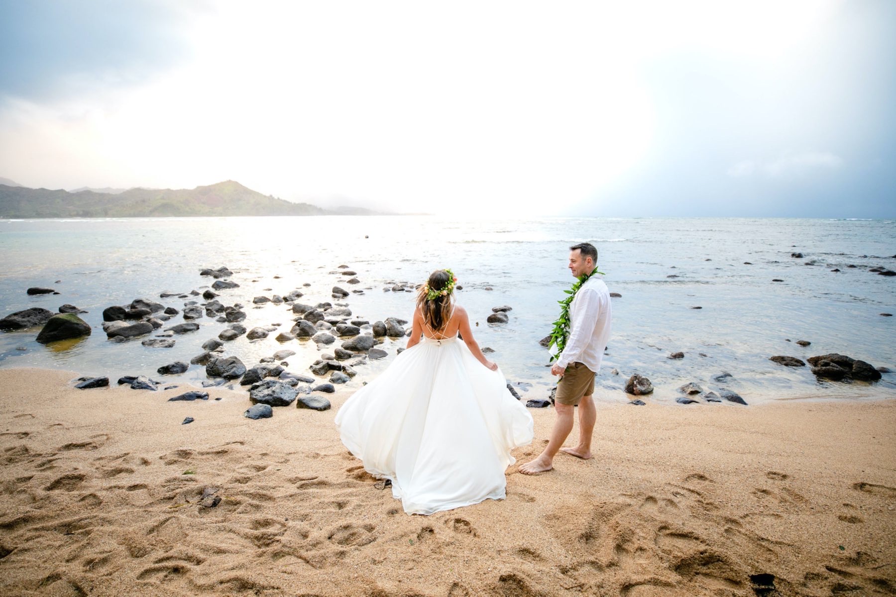 Alicia & Jake at 1 hotel in Kauai at sunset in December