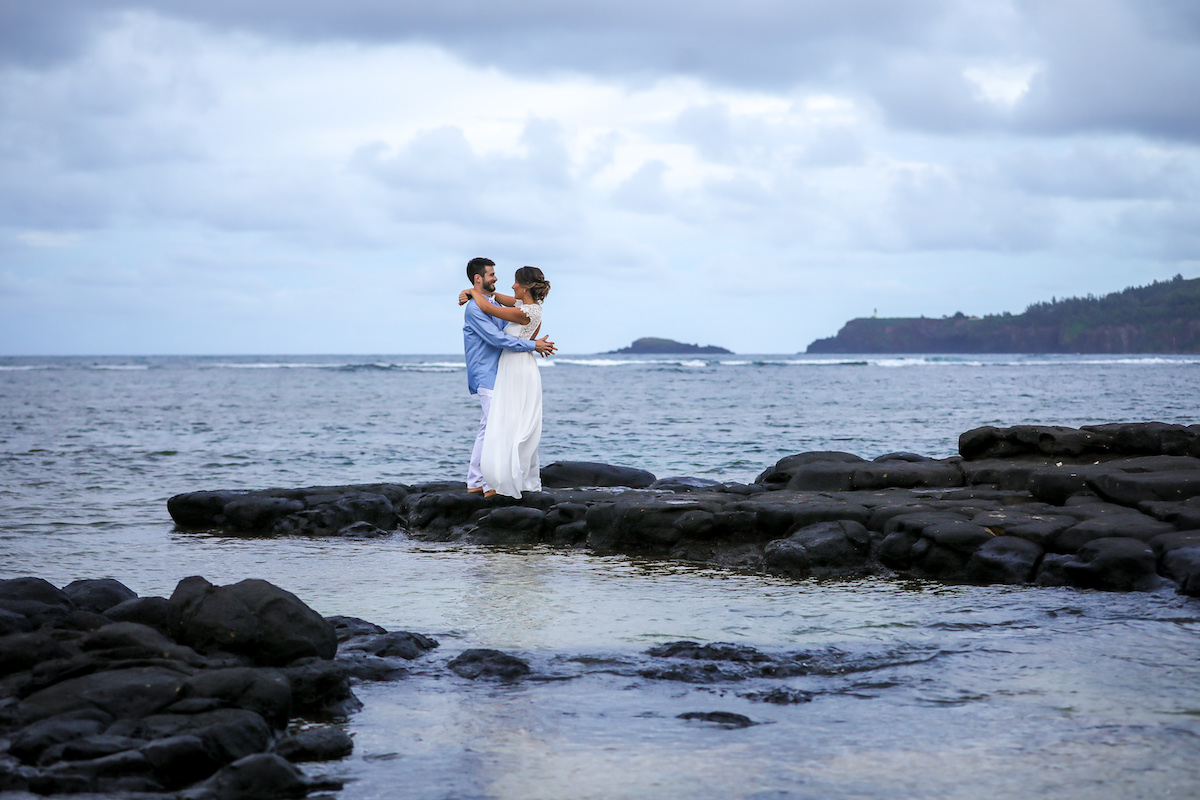 Blake & Andra on the beach in Kauai.
