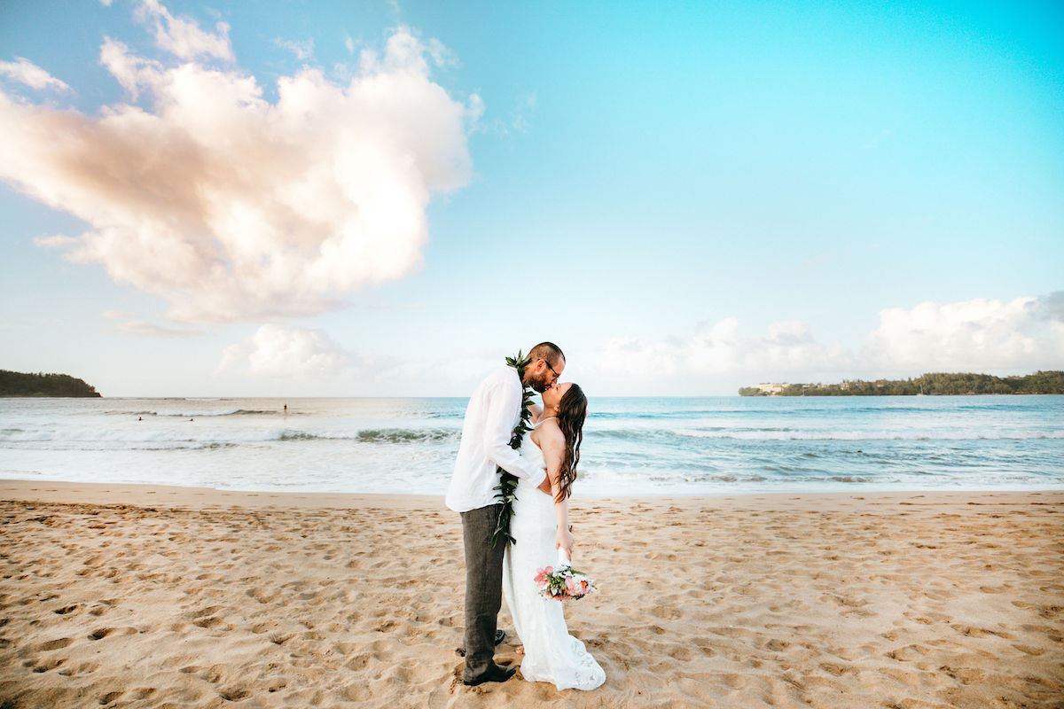 Pam & Eric on the beach in Kauai.