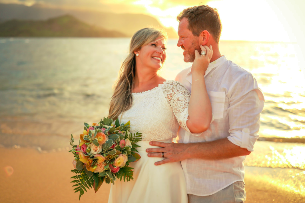 Sunset vow renewal at Puu pow beach 
