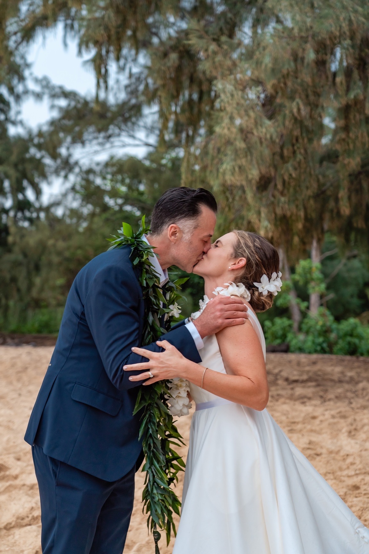 Kauai Elopement First Kiss