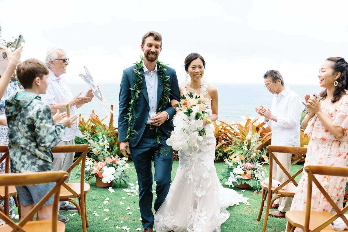 April wedding at Na Aina Kai botanical gardens on Kauai's north shore