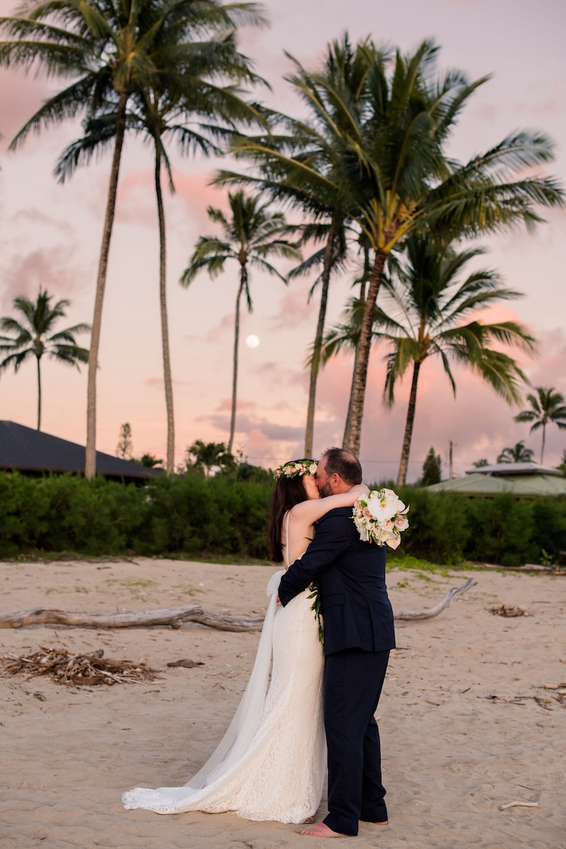 June ceremony for Rory and Bethany at Tunnels beach then moved to Hanalei Bay pier for sunset photos