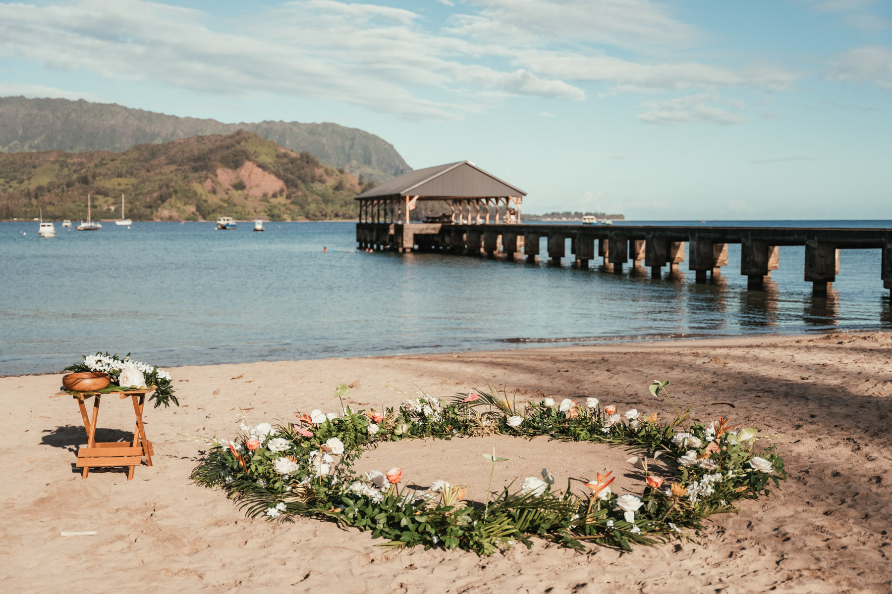 Hanalei Bay Pier elopement.