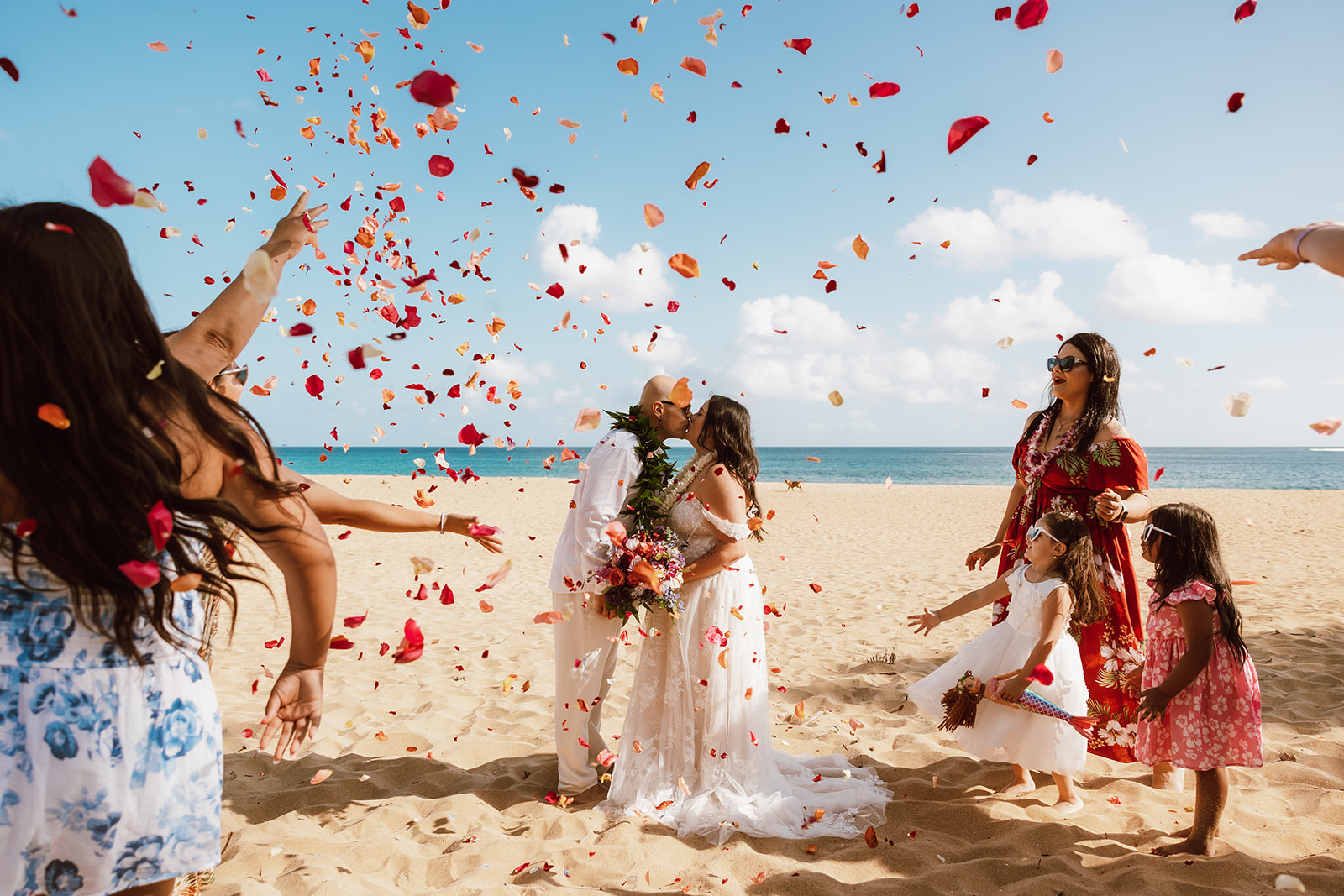 Beautiful morning ceremony for Melissa and David this June at Tunnels Beach