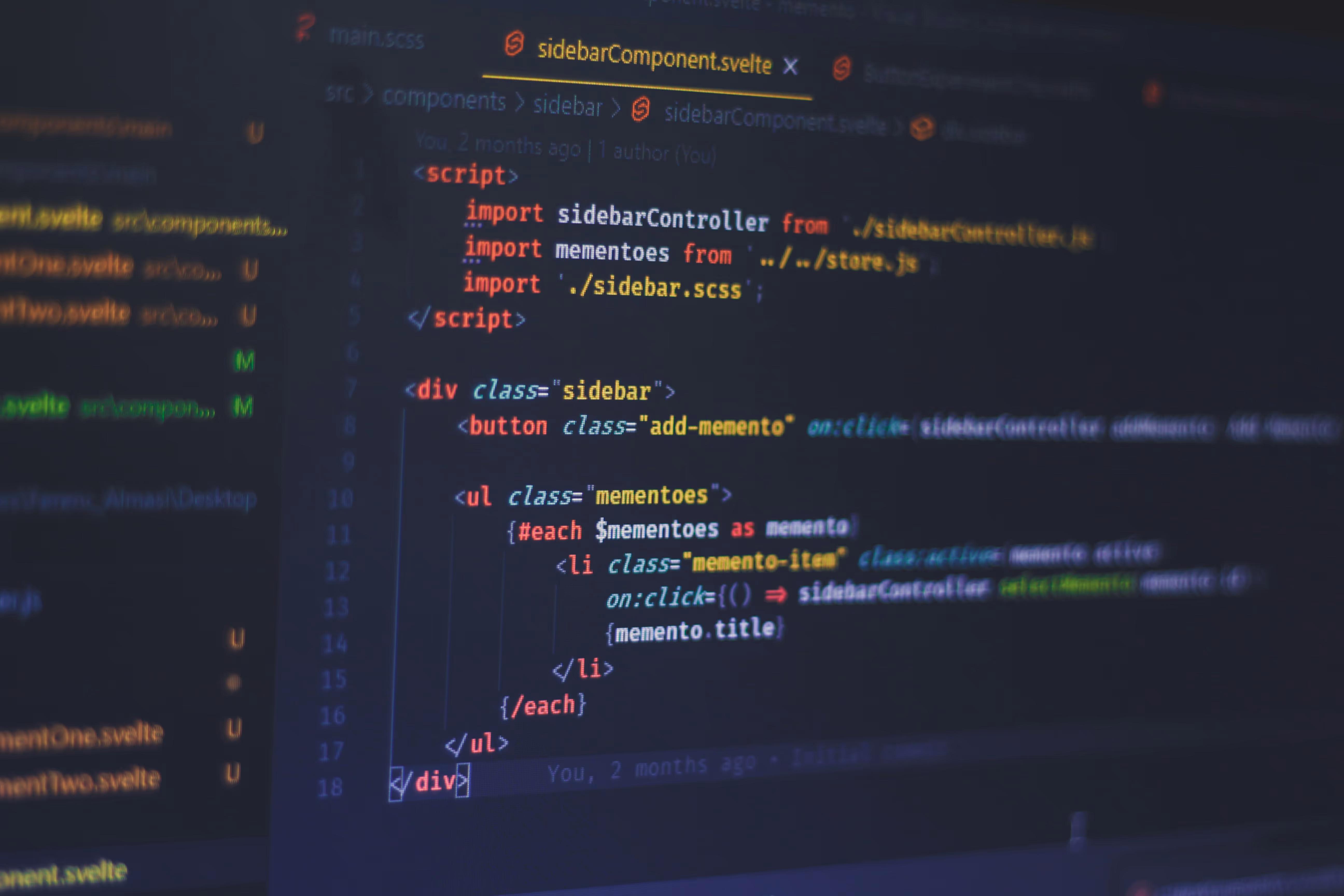 Programming code on screen