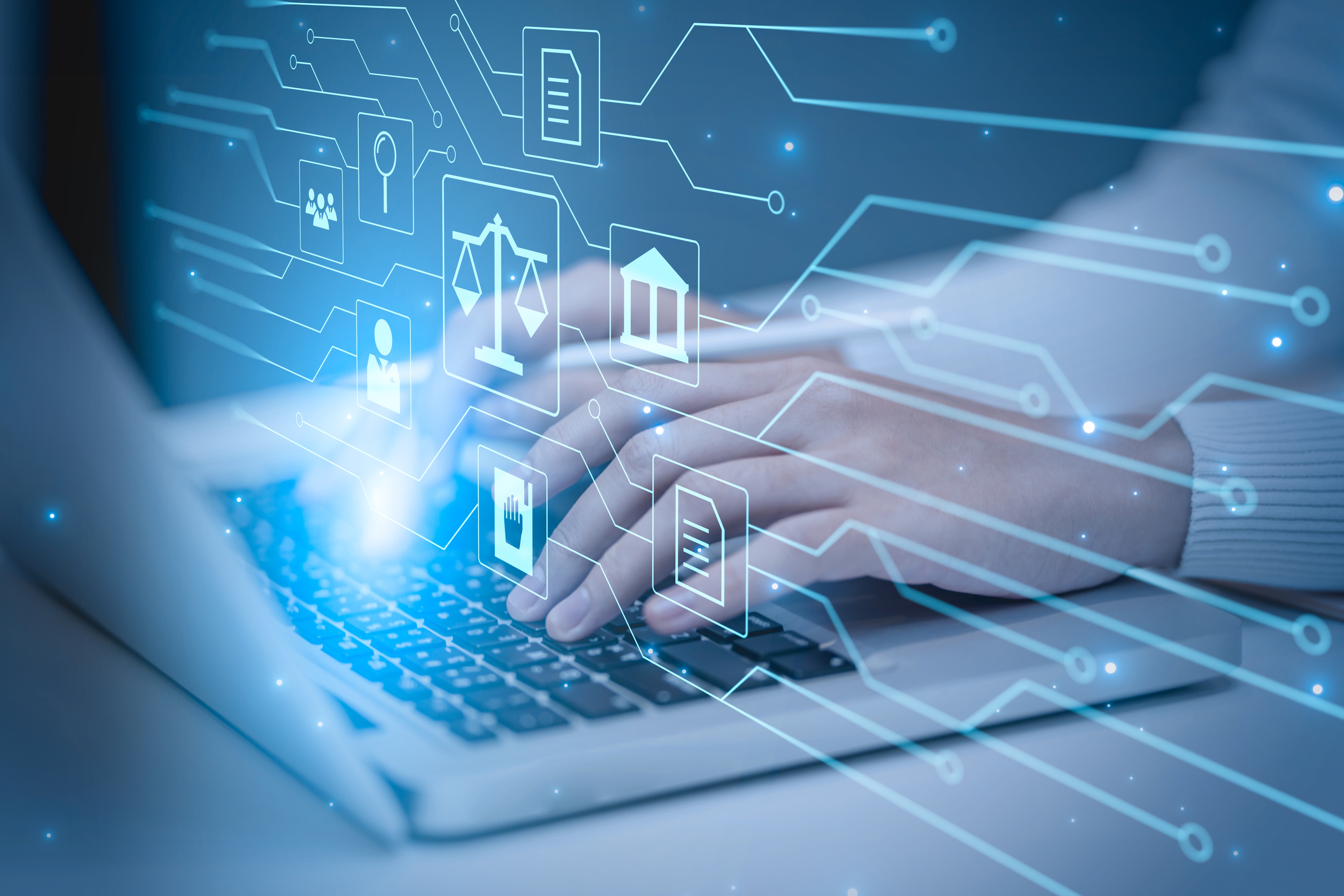 image of a teacher interacting with students using digital tools (for an edtech)