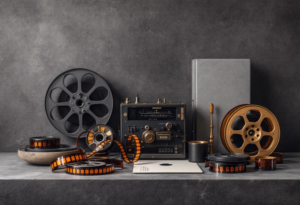 image of vintage film editing table for a film production company