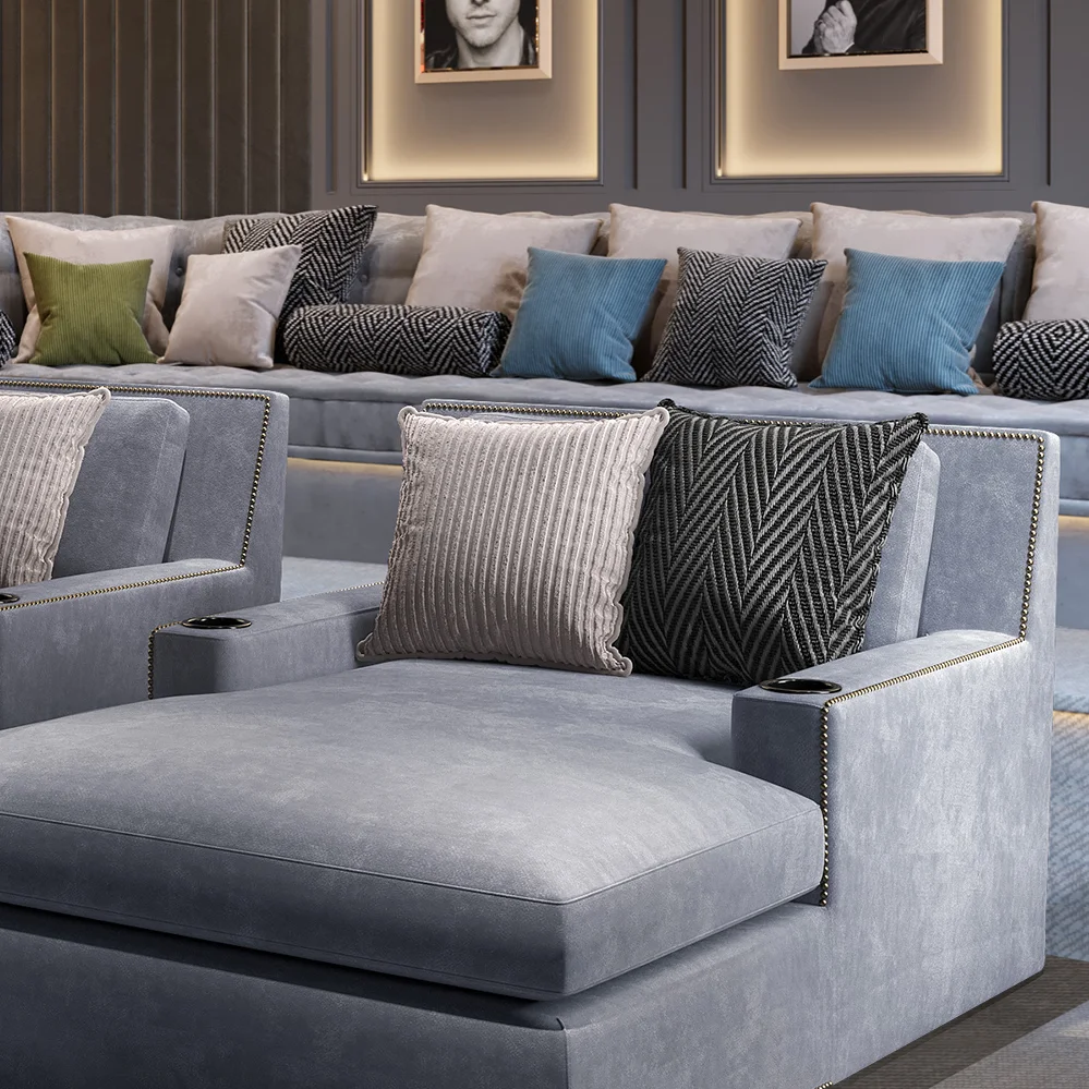 Home theater seating models featuring a theater bed configuration for front row cinema seating by Elite HTS