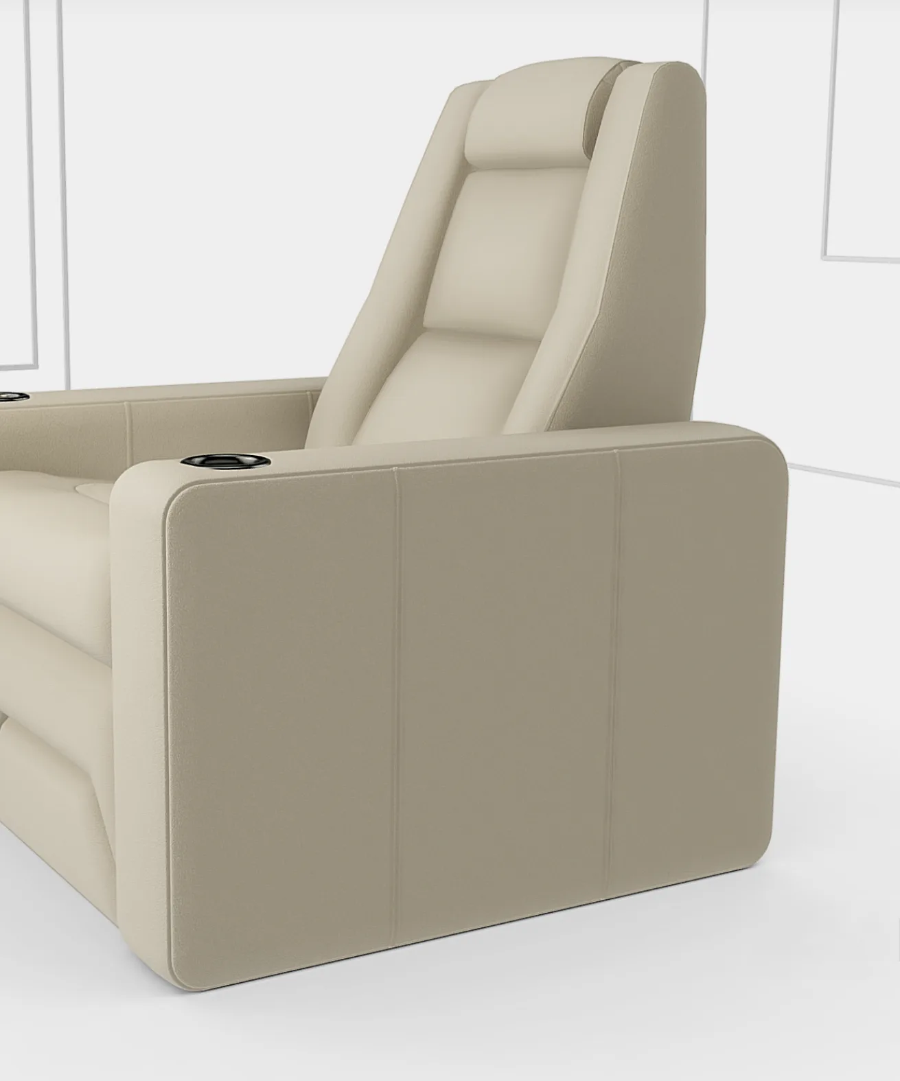 Elite HTS recliner with Arm Style N featuring a square, contemporary arm profile
