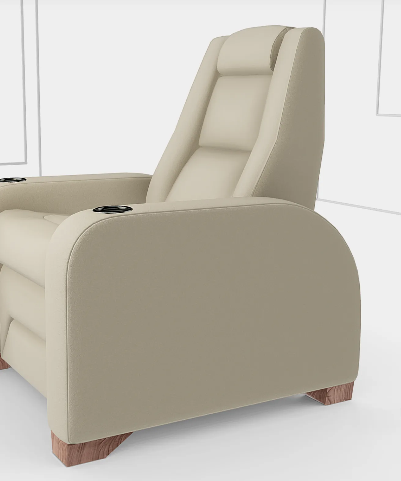 Elite HTS recliner with Arm Style D featuring a wood accent arm detail