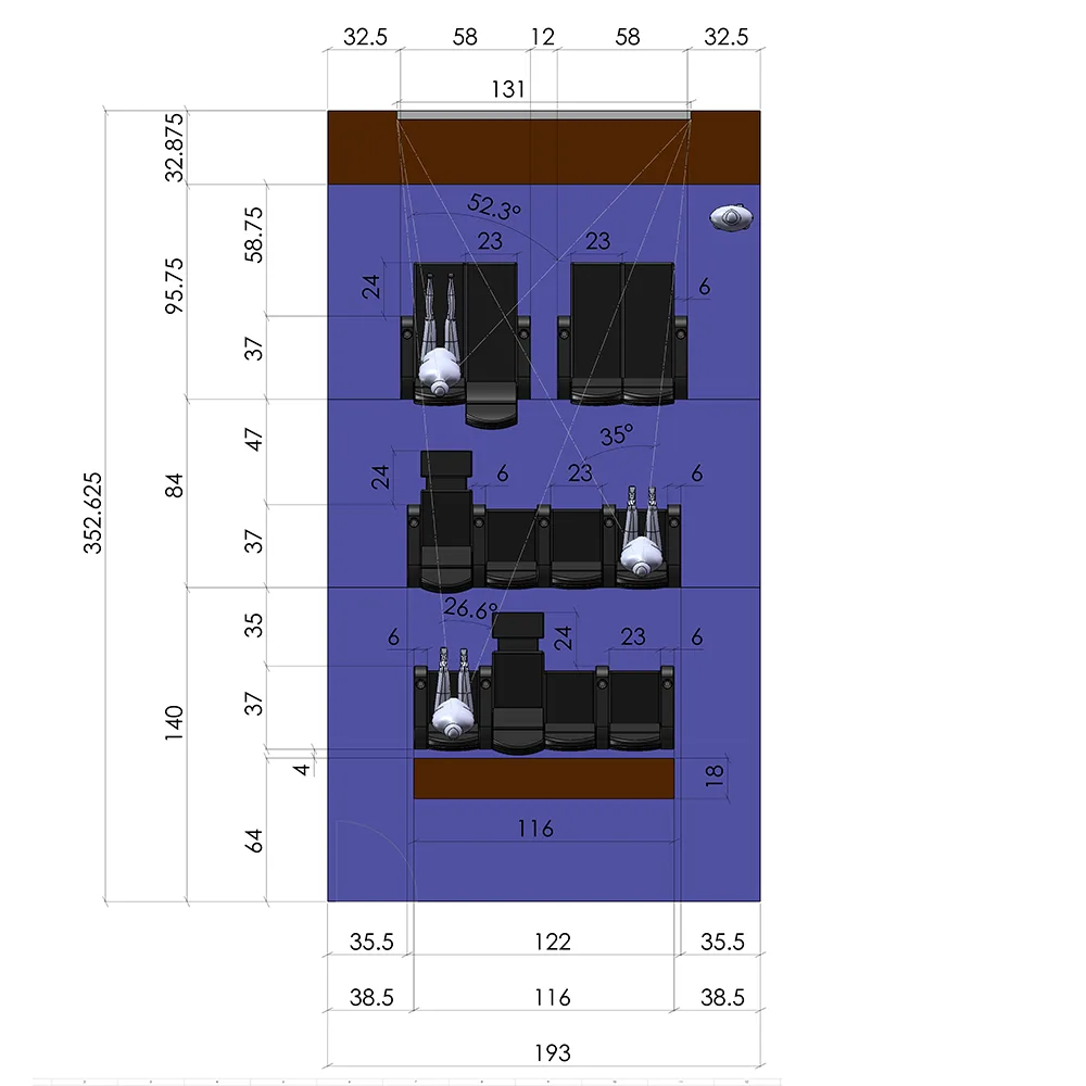 Roxbury theater project CAD layout with accessible wheelchair seating position