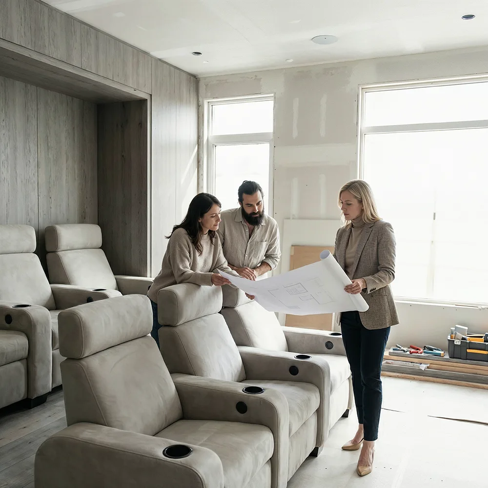 Interior designers consulting with clients in a modern space — Elite HTS trade partnership