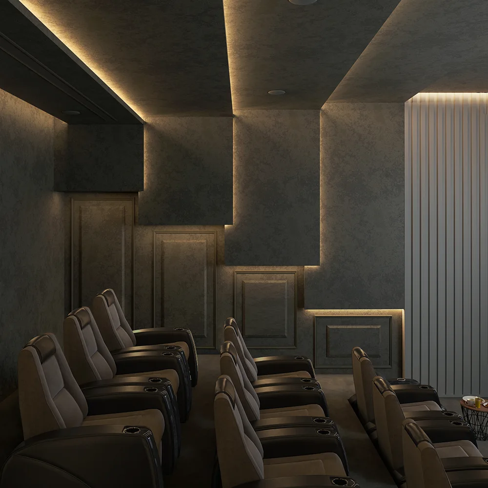 Private home theater showcasing Elite HTS custom seating — trade project example